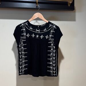 Embroidered Black Women's Top